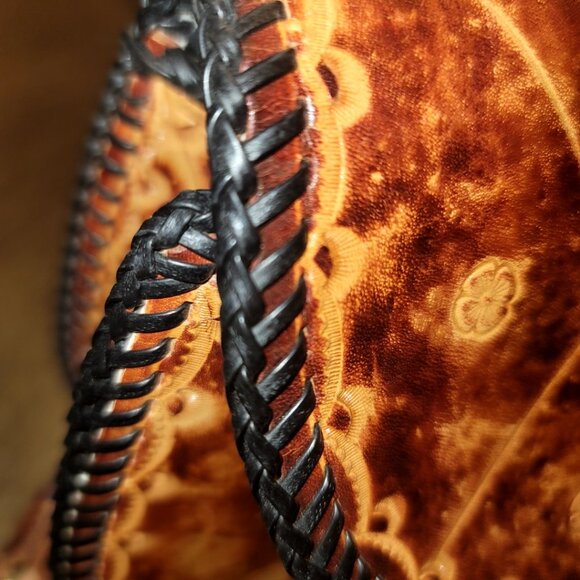 Vintage Maxine Boho Leather Crossbody bag – Rustic Brown Embossed & Hand -stitch - Picture 8 of 10